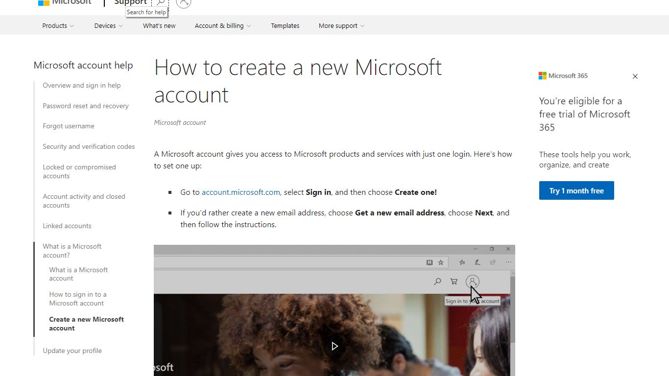 How to create a new Microsoft account