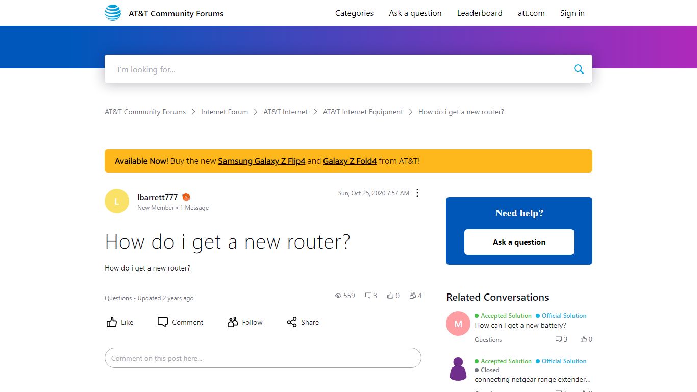 ‎How do i get a new router? | AT&T Community Forums